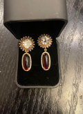 1 karat American diamond maroon danglers