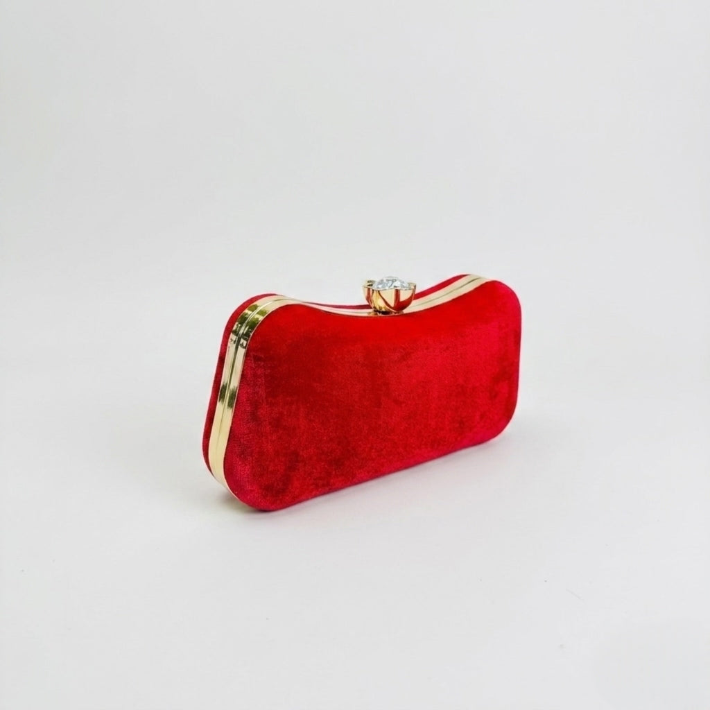 Scarlet Velvet Clutch Red