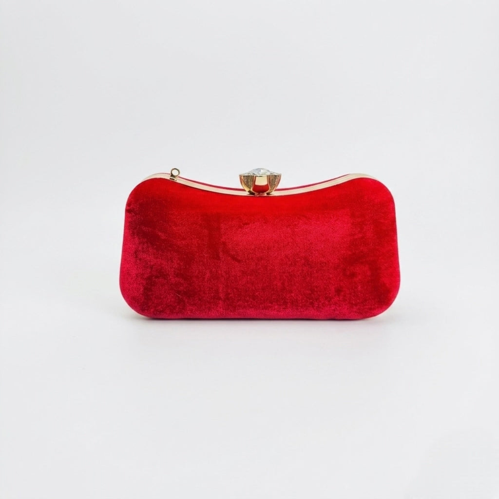 Scarlet Velvet Clutch Red