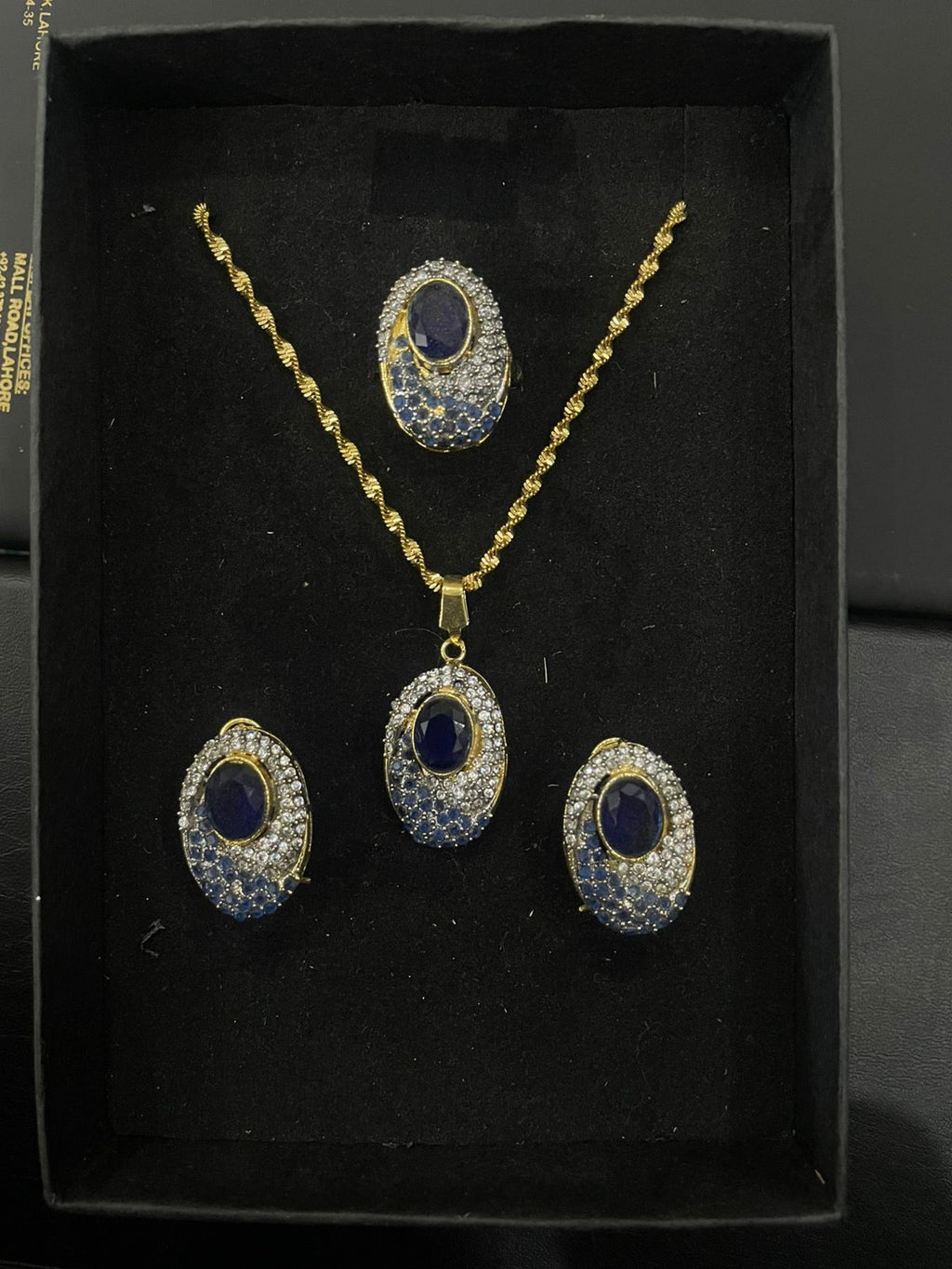 Blue & Black Stone Oxidized Combo Set