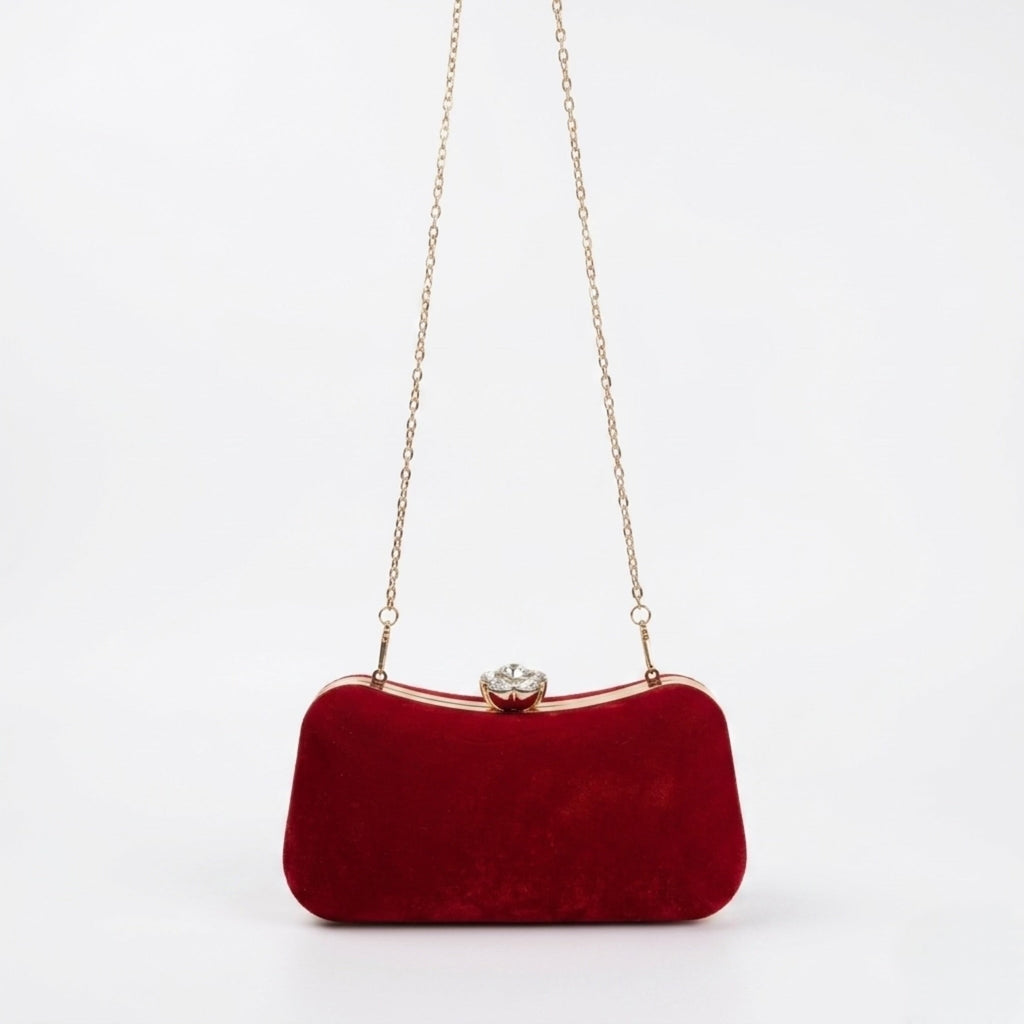 Scarlet Velvet Clutch Red