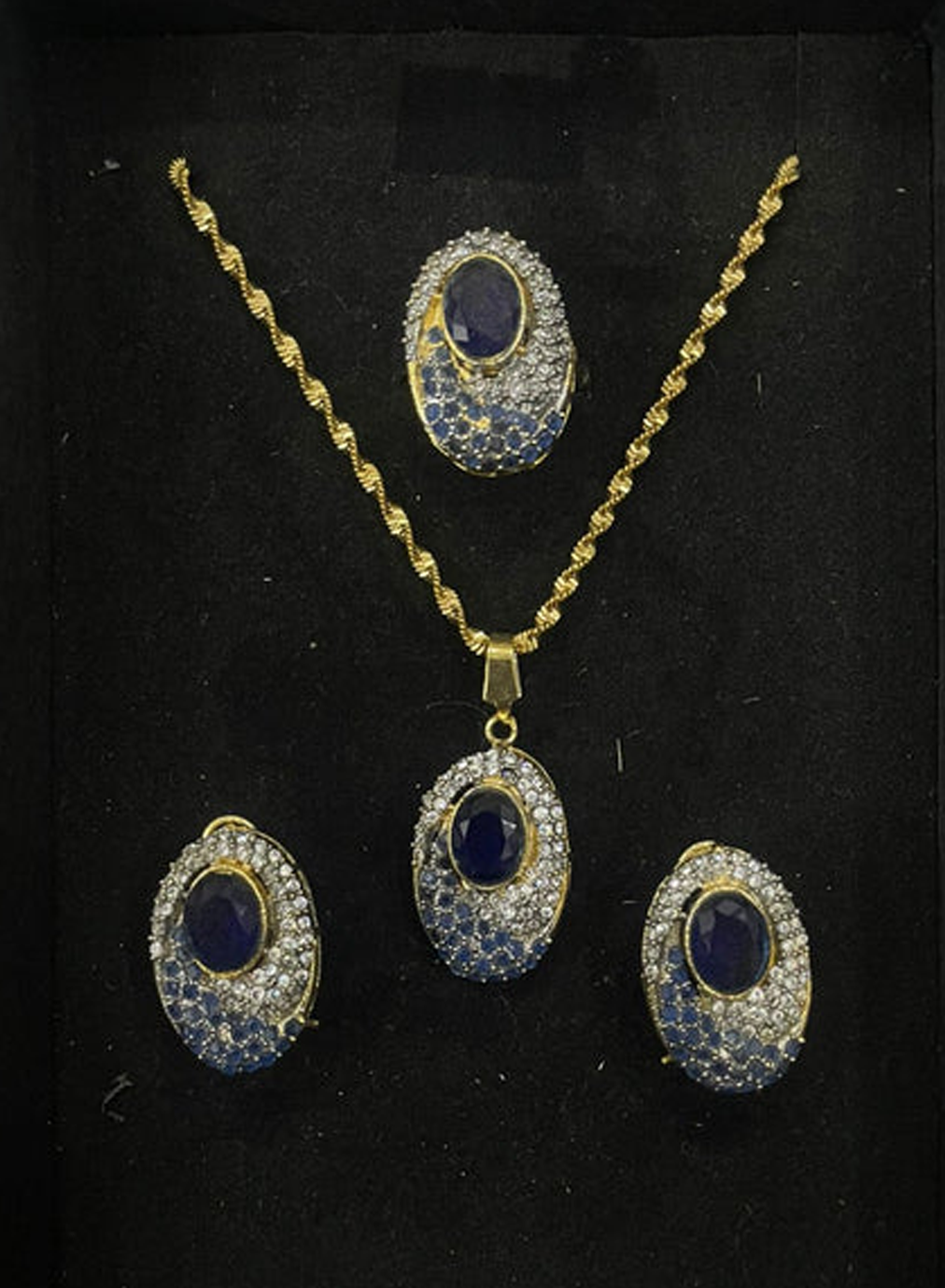 Blue & Black Stone Oxidized Combo Set