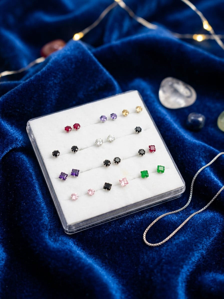 Pure Silver Nose Pin Single Stone