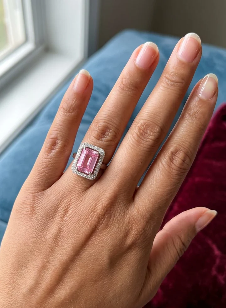 Estele Rhodium Plated Crystal Rings